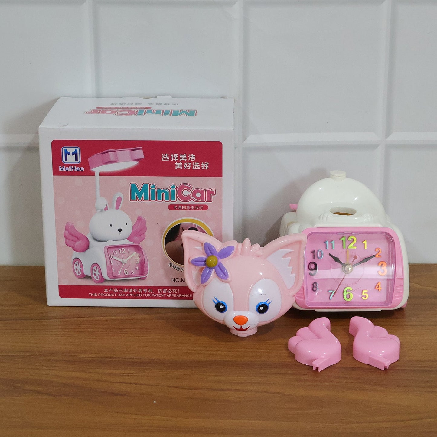 Adorable Angel Cat Car Design Kids Alarm Clock (1 Pc)