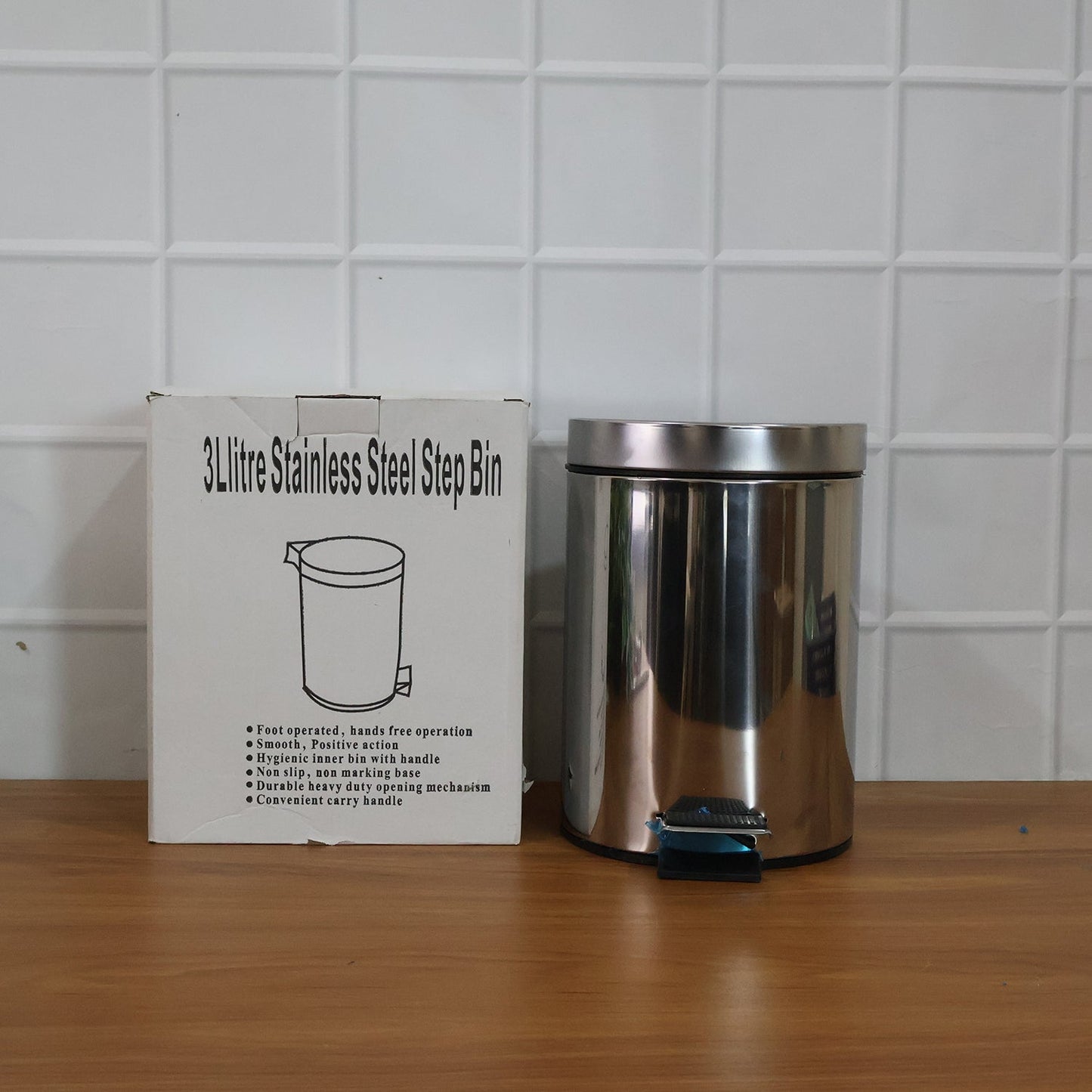 Premium Stainless Steel Pedal Dustbin with Close Lid (1 Pc,3 Ltr)