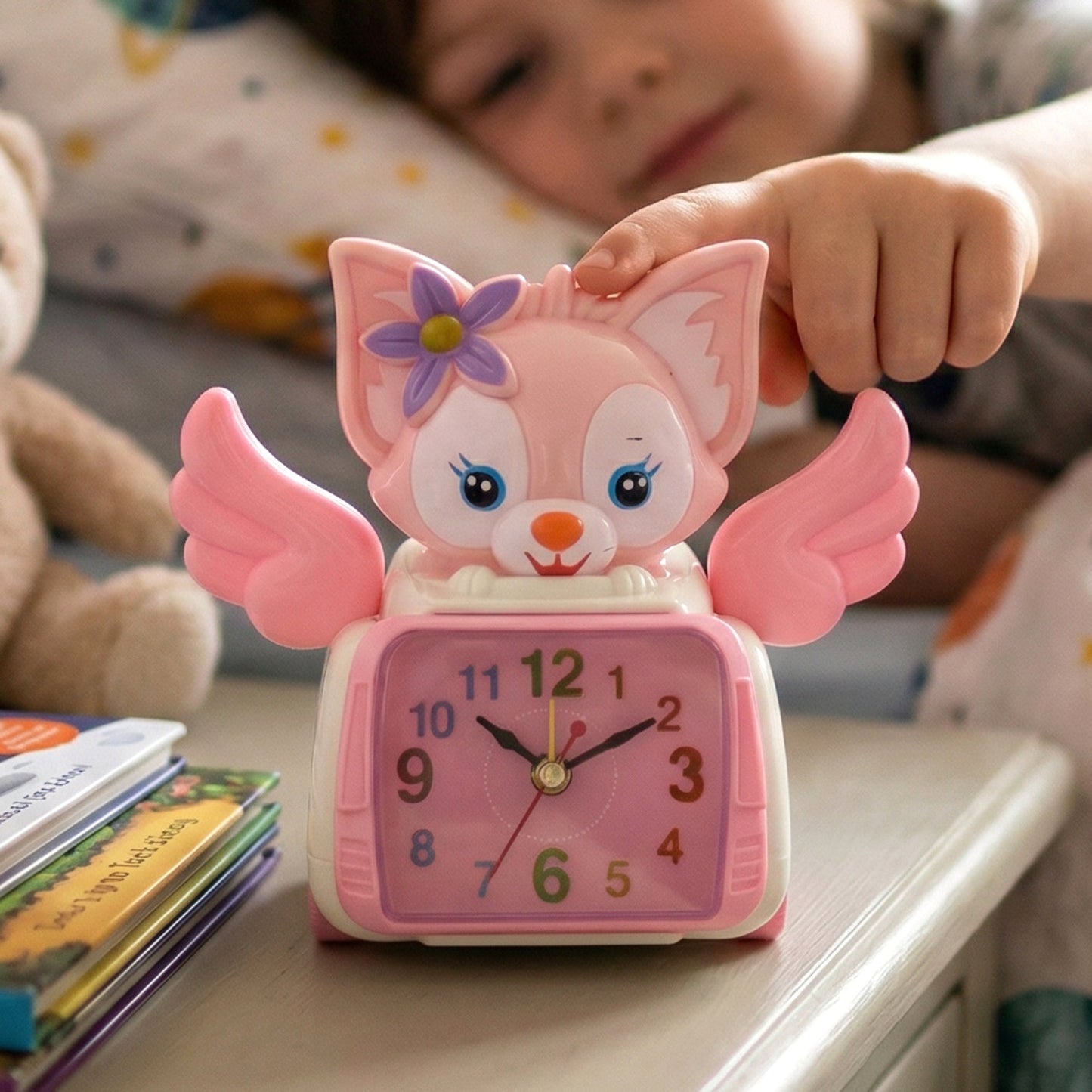 Adorable Angel Cat Car Design Kids Alarm Clock (1 Pc)