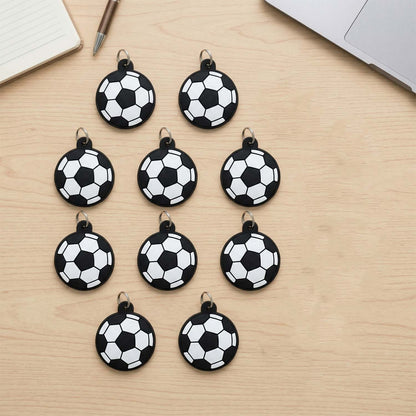 Football Design Shape Bag Charm Keychain Set (10 Pc)