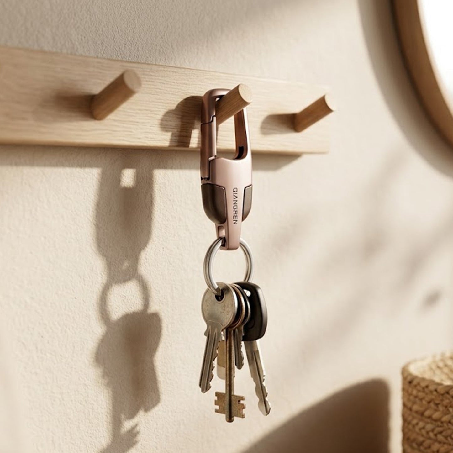 Heavy Duty Stainless Steel Key Holder with Dual Ring Carabiner Clip 1 Pc